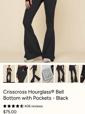 POPFLEX Black Crisscross Bell-Bottom Pants